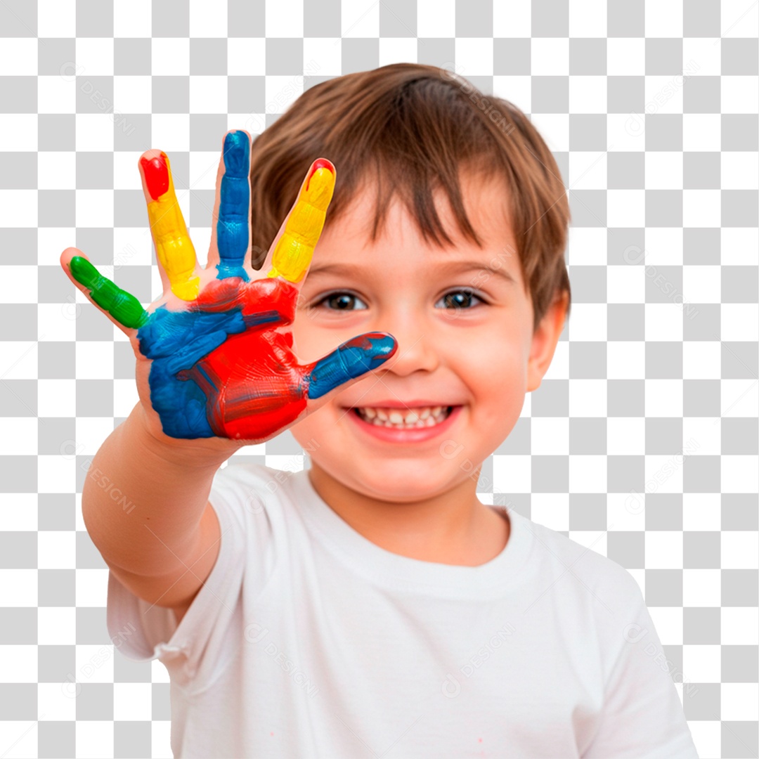 Criança Brincando com Tinta PNG Transparente