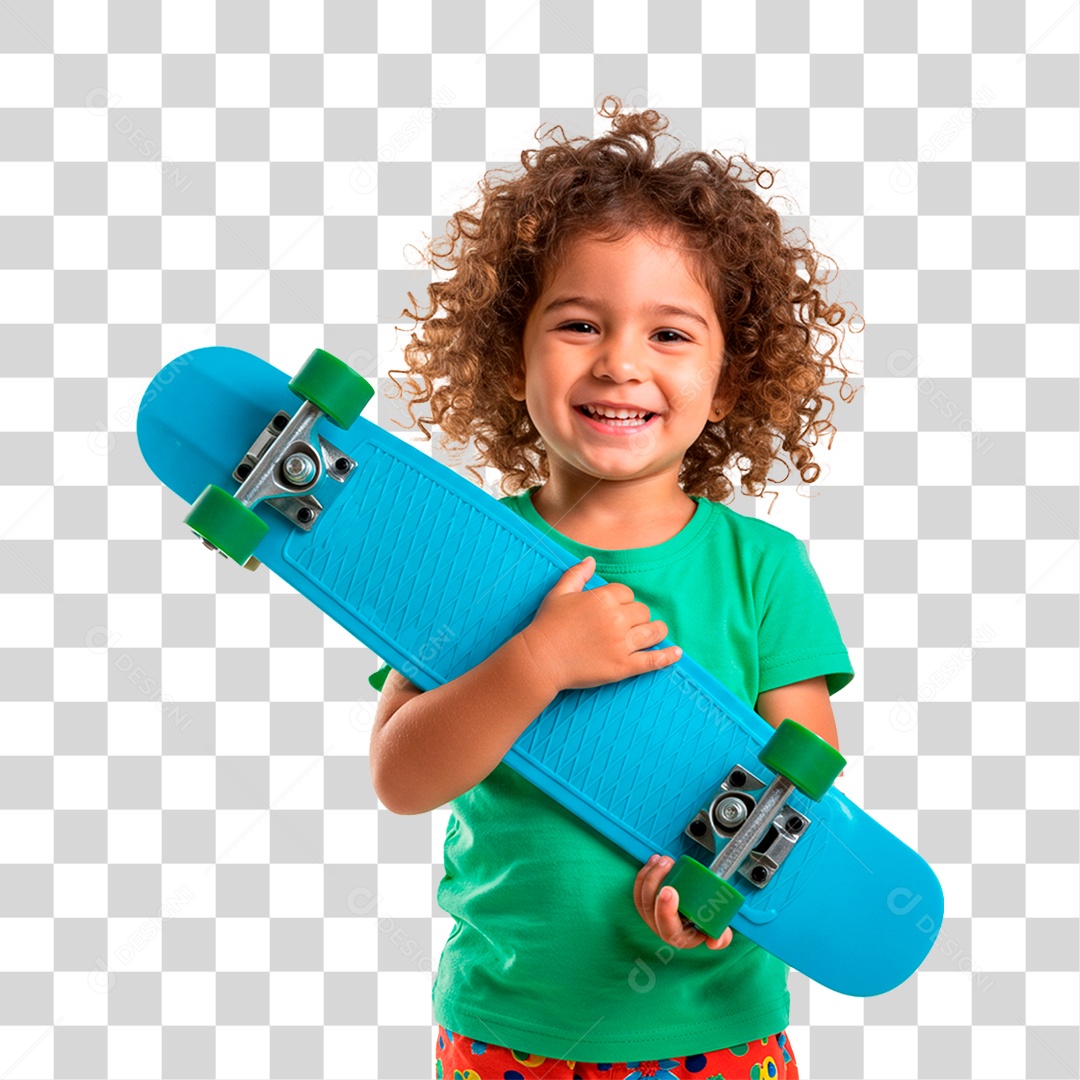 Menino Segurando Skate PNG Transparente