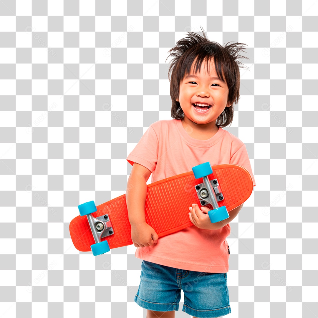 Menino Segurando Skate PNG Transparente