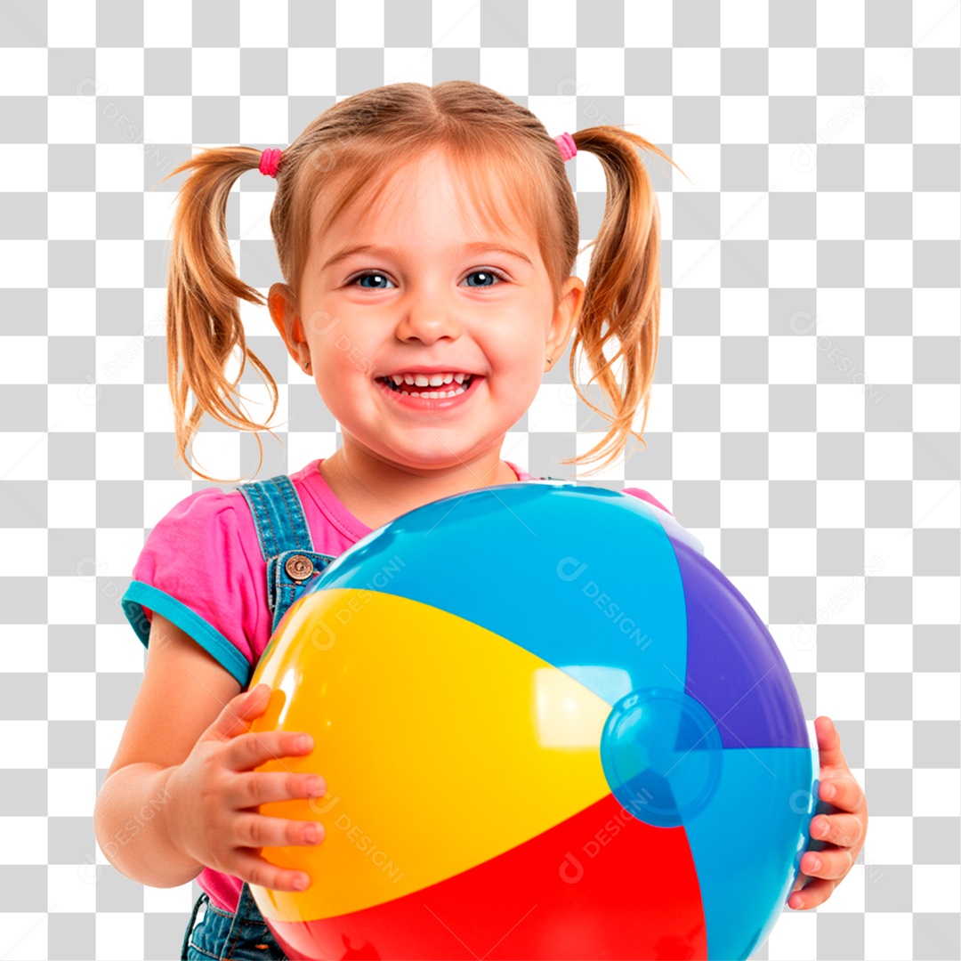Menina Segurando Bola PNG Transparente