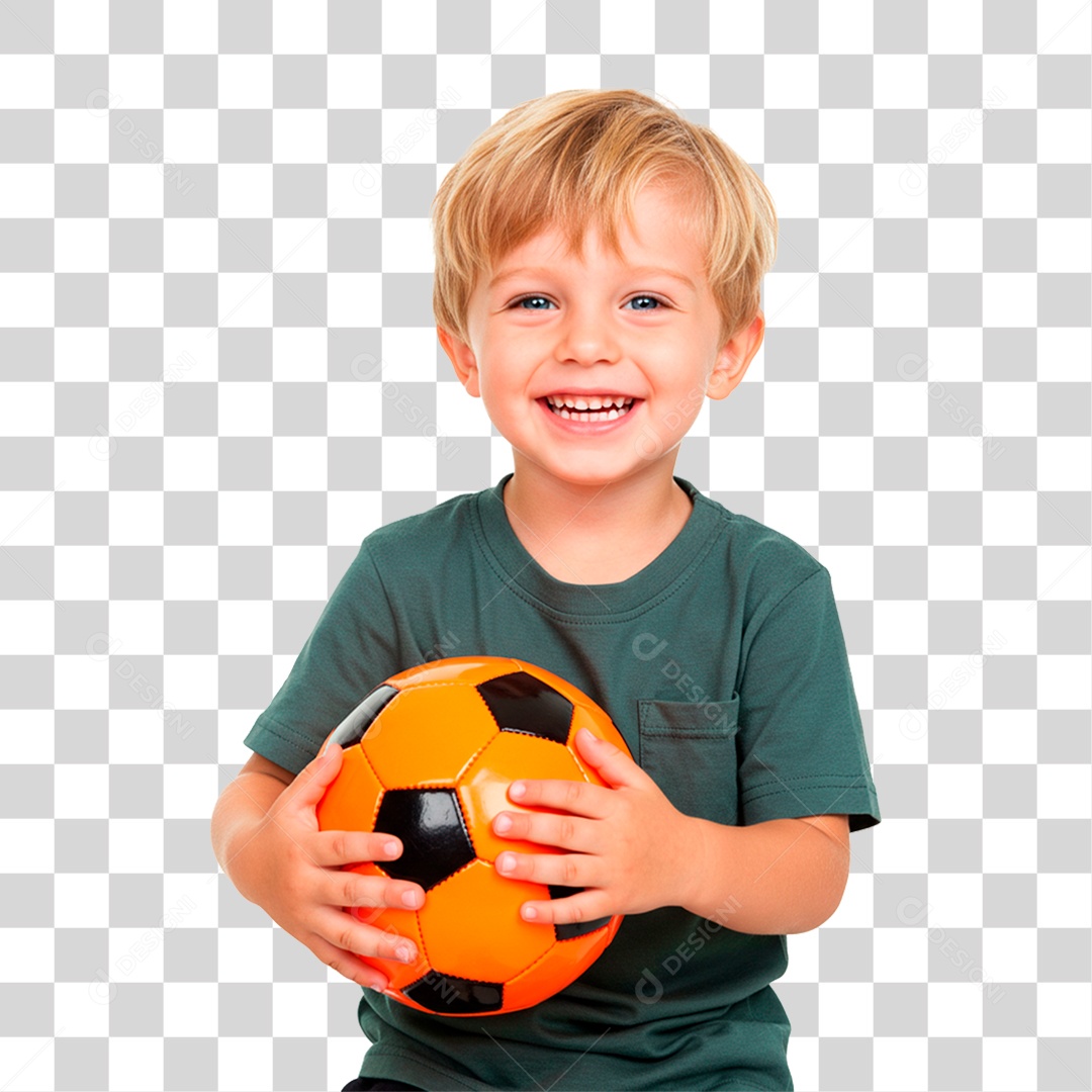 Menino Segurando Bola PNG Transparente