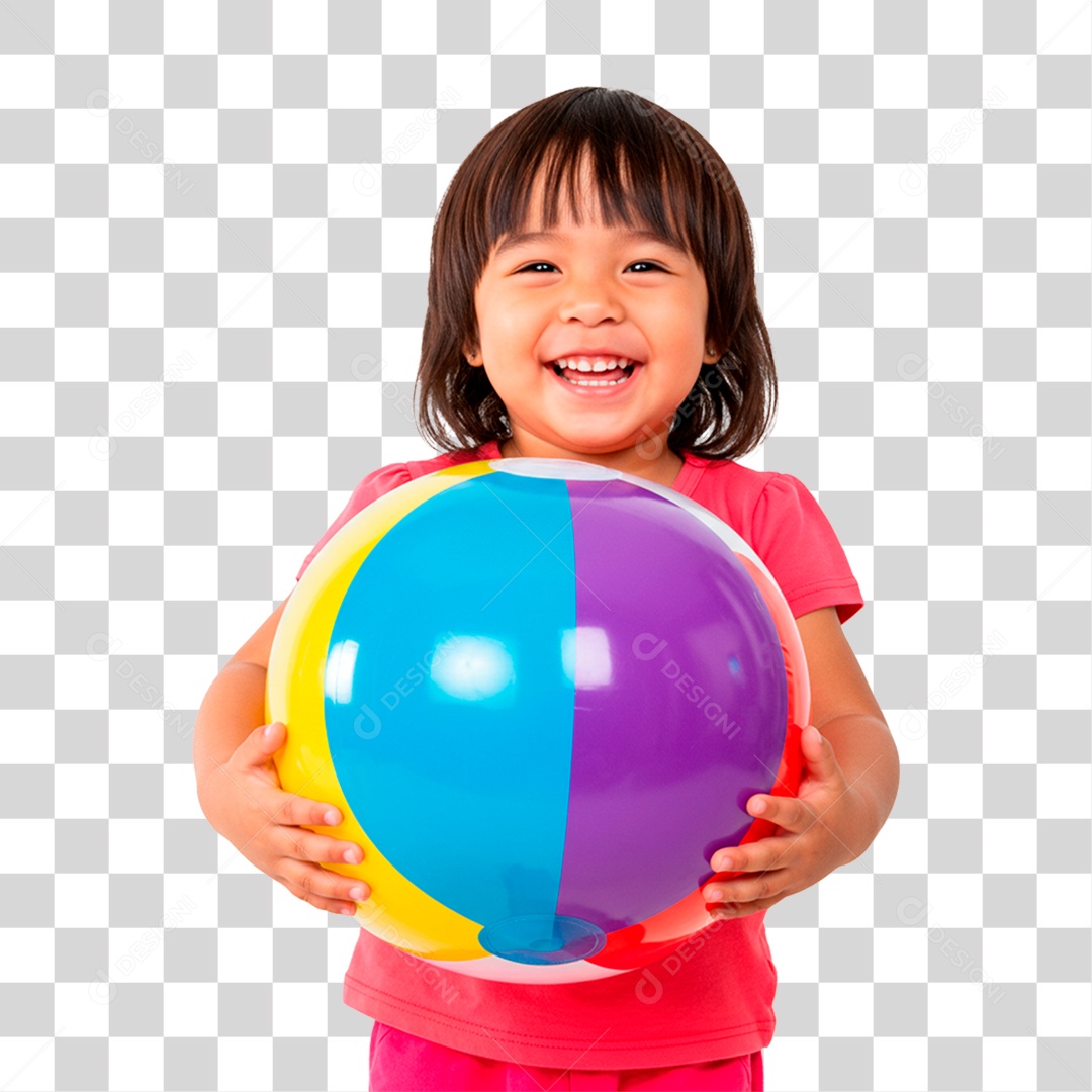 Menina Segurando Bola PNG Transparente