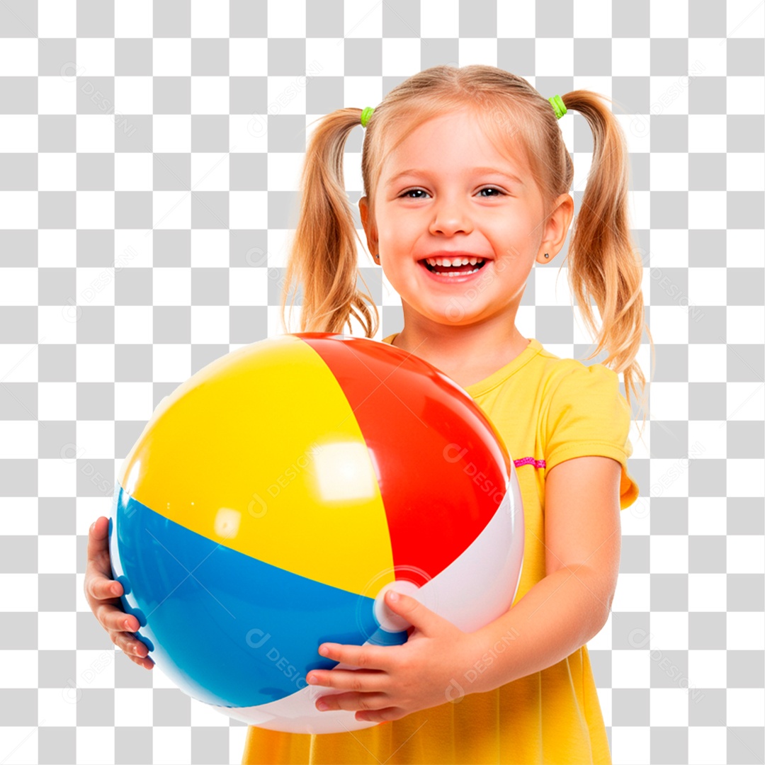 Menina Segurando Bola PNG Transparente