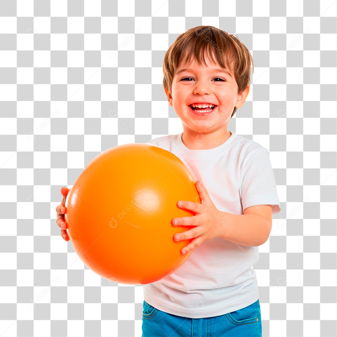 Menino Segurando Bola PNG Transparente