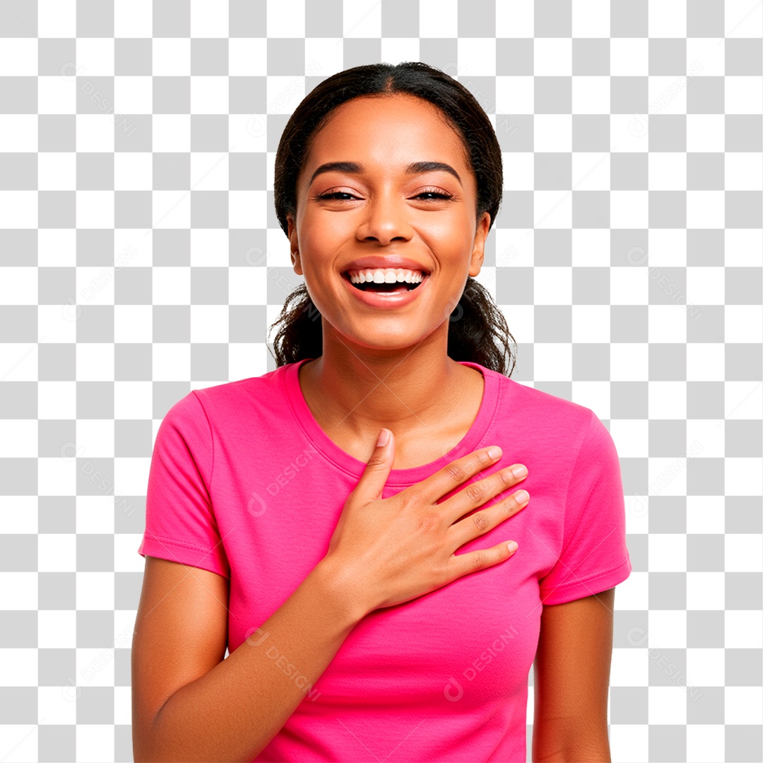 Mulher de Blusa Rosa PNG Transparente