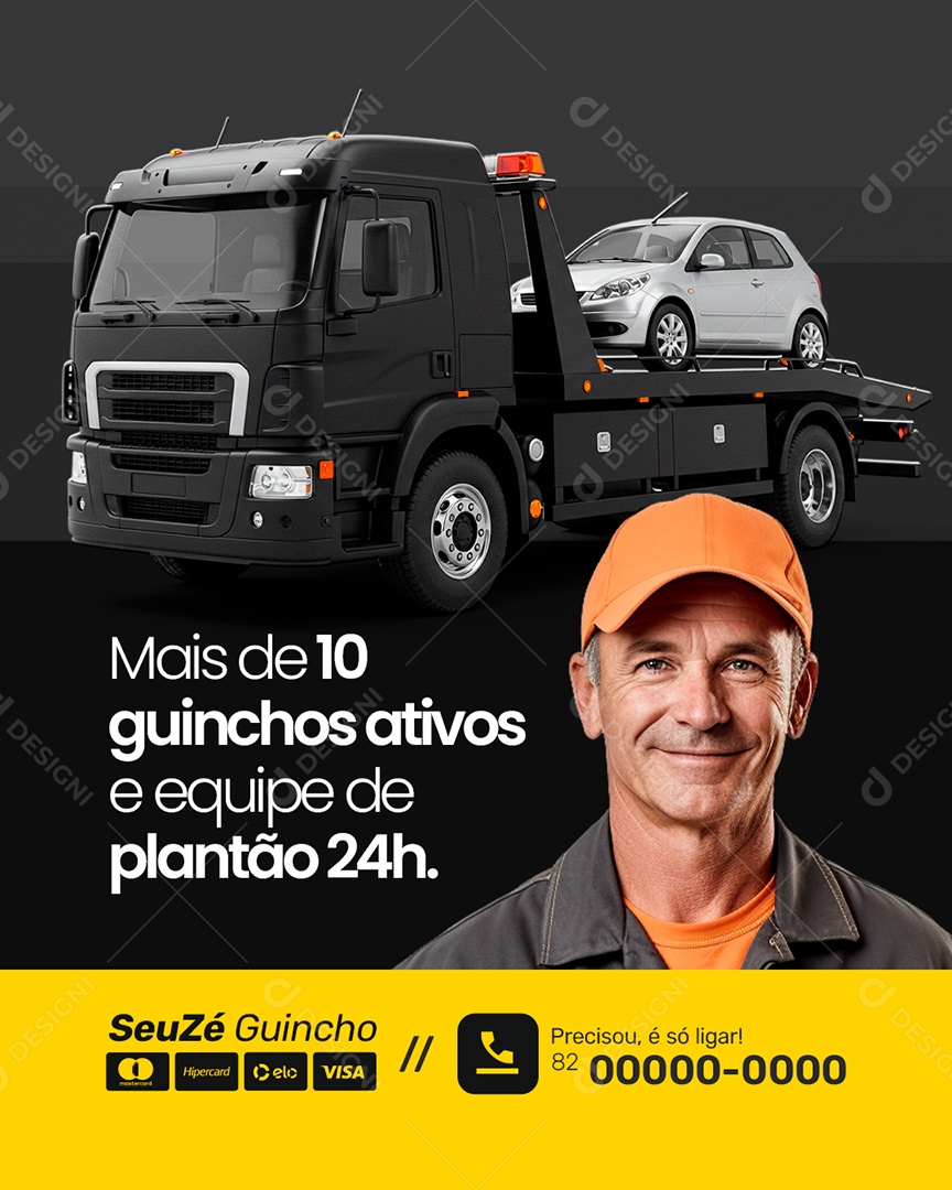 Guincho Mais de Dez Guinchos Ativos Social Media PSD Editável