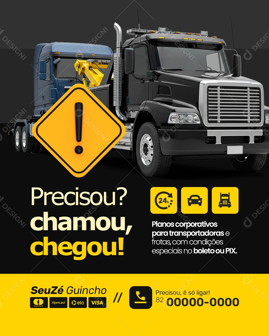 Guincho Precisou Chamou Chegou Social Media PSD Editável