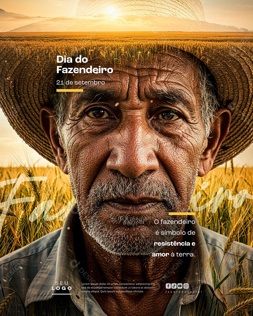 Dia do Fazendeiro 21 de Setembro Resistência e Amor Social Media PSD Editável