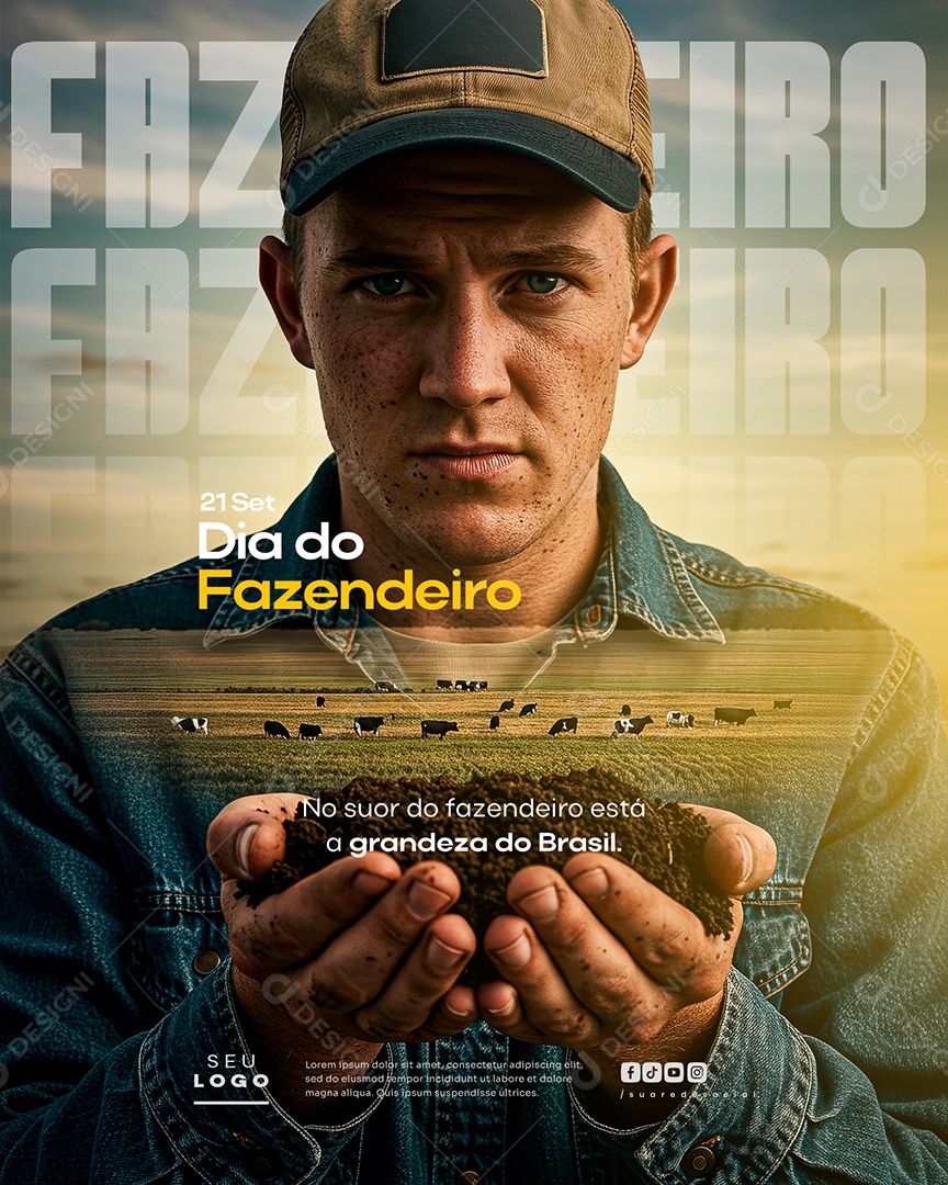 Dia do Fazendeiro 21 de Setembro No Suor do Fazendeiro Social Media PSD Editável