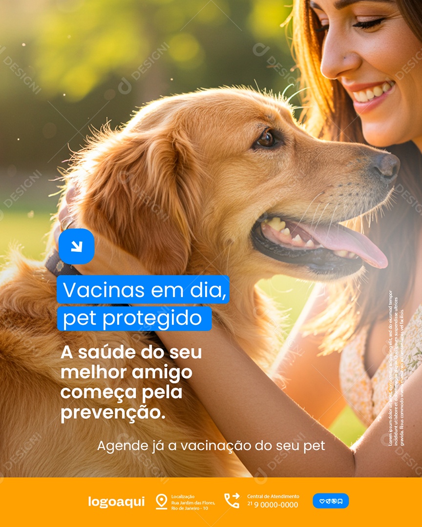Petshop Vacinas em Dia Pet Protegido Social Media PSD Editável