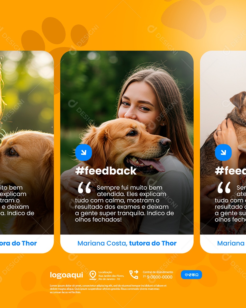 Petshop Feedback Sempre Fui Muito Bem Atendida Social Media PSD Editável