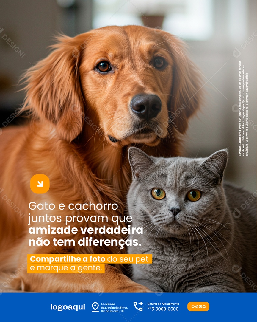 Petshop Gato e Cachorro Juntos Social Media PSD Editável
