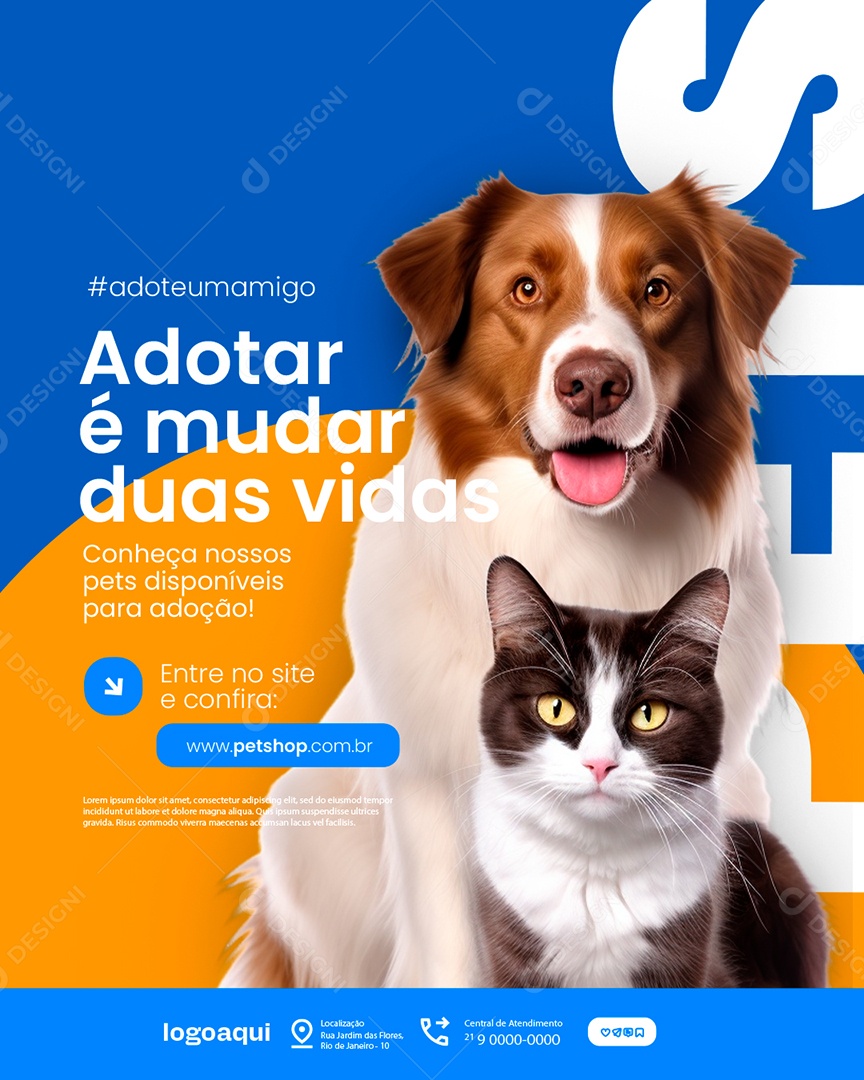 Petshop Adotar é Mudar Duas Vidas Social Media PSD Editável