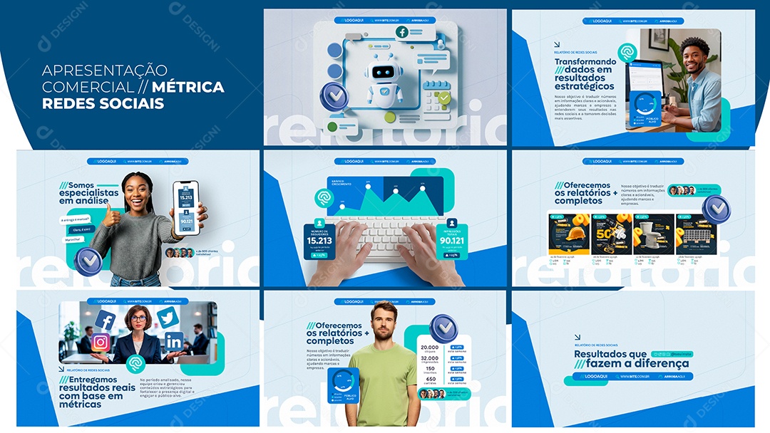 Apresentação Comercial Métrica Redes Sociais PSD Editável