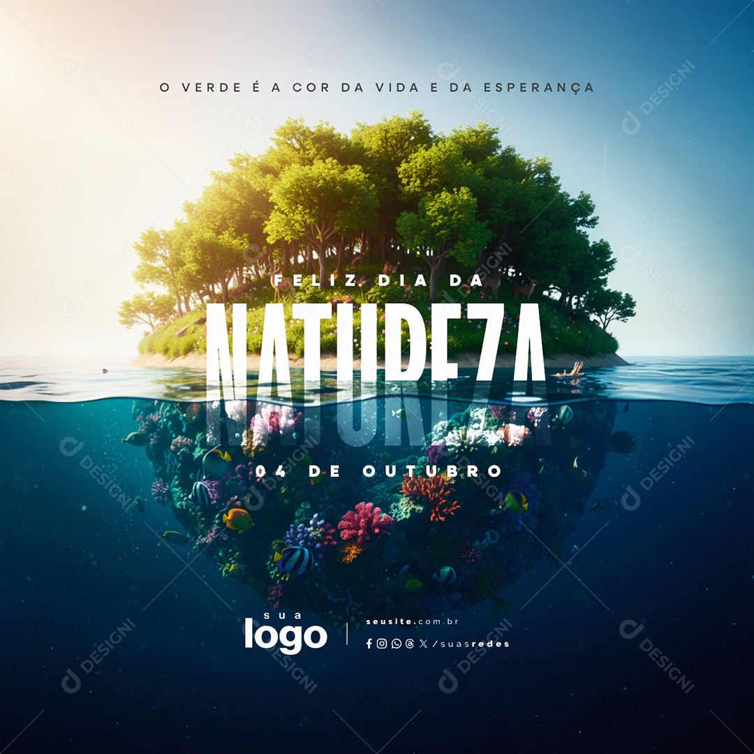 Feliz Dia da Natureza 04 de Outubro O Verde é a Cor da Vida Social Media PSD Editável