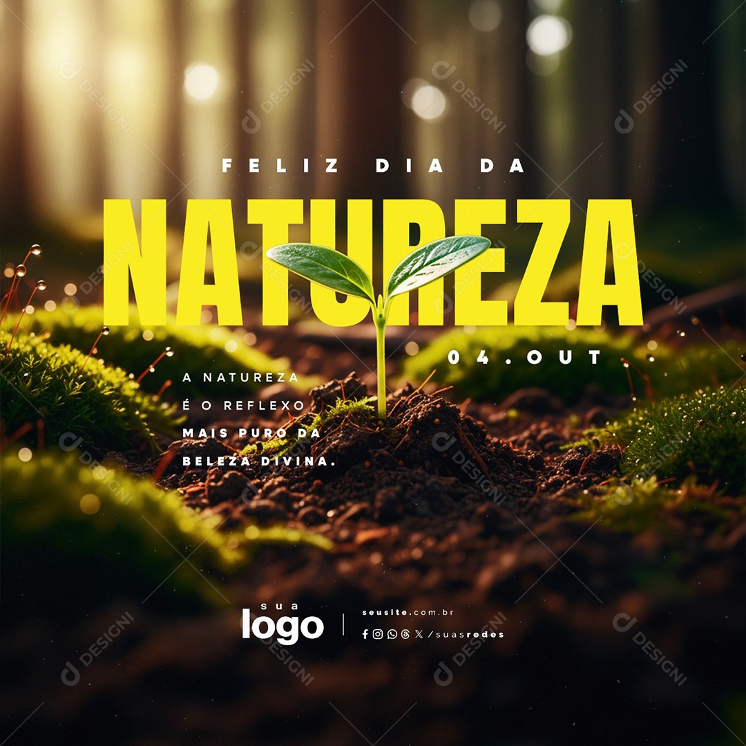 Feliz Dia da Natureza 04 de Outubro O Reflexo Mais Puro da Beleza Divina Social Media PSD Editável