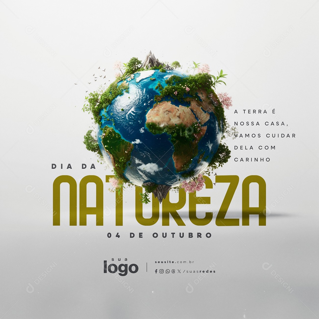 Dia da Natureza 04 de Outubro A Terra é Nossa Casa Social Media PSD Editável