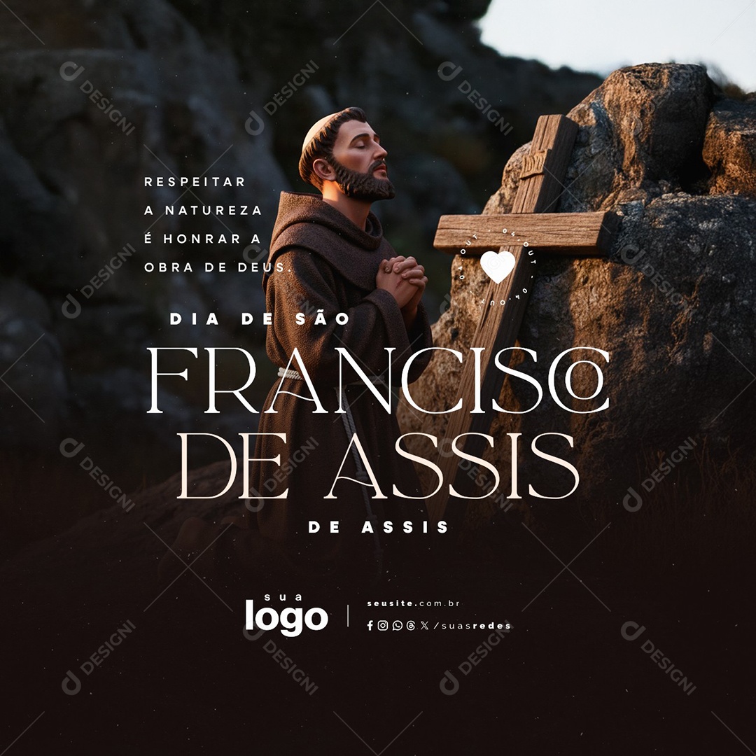 Dia de São Francisco de Assis 04 de Outubro Honrar a Obra de Deus Social Media PSD Editável