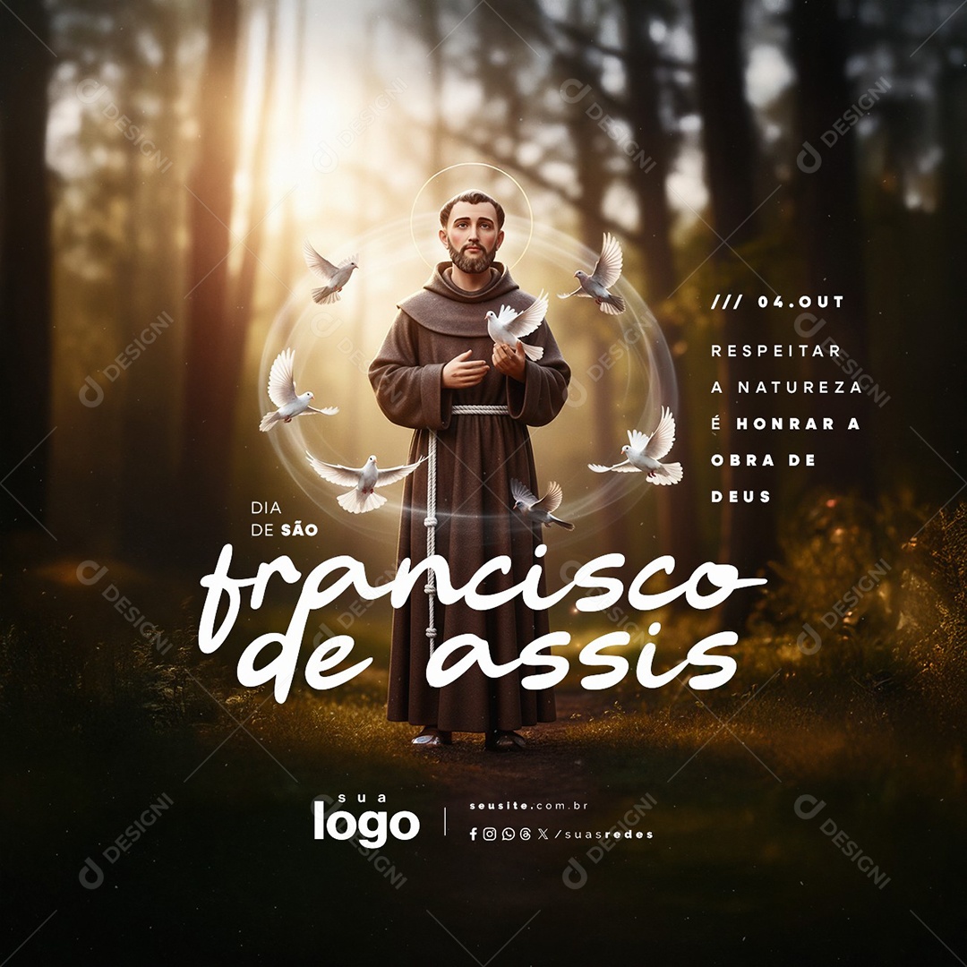 Dia de São Francisco de Assis 04 de Outubro Respeitar a Natureza Social Media PSD Editável