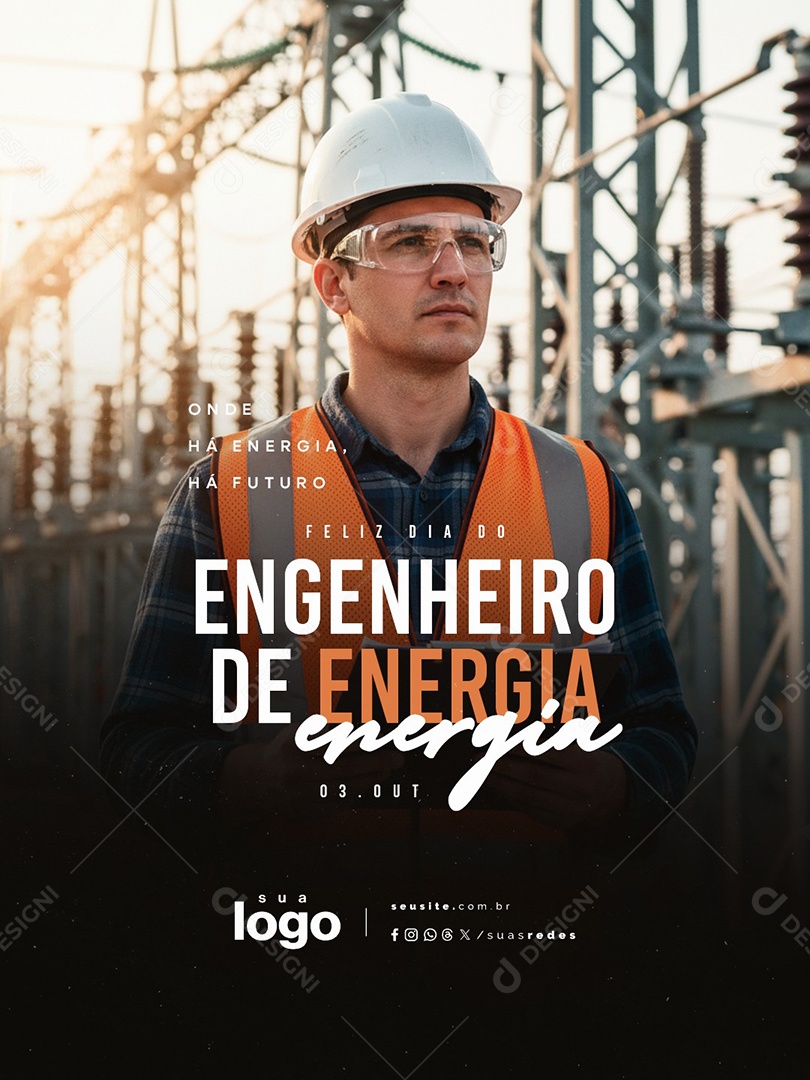 Feliz Dia do Engenheiro de Energia 03 de Outubro Social Media PSD Editável