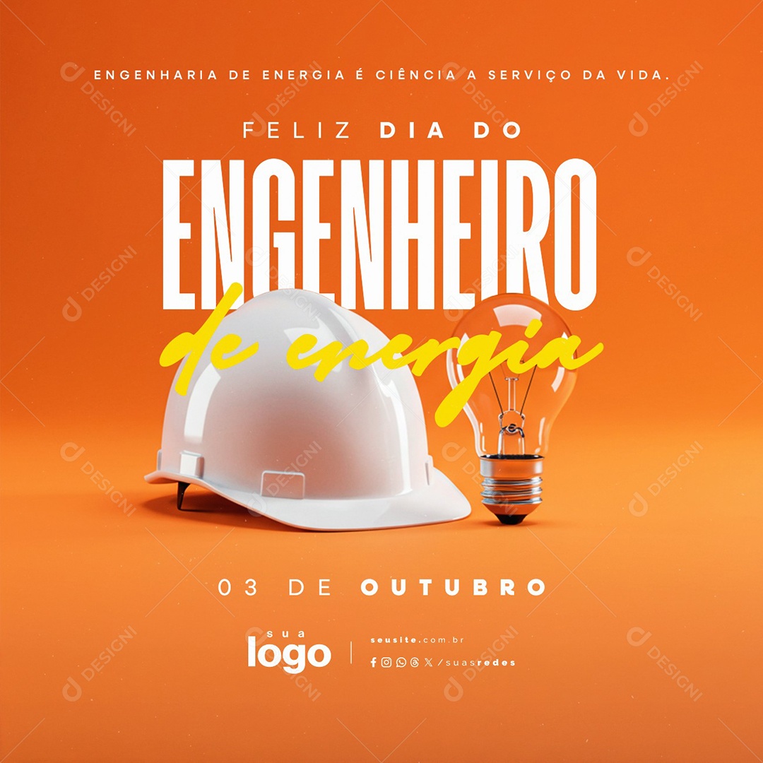 Feliz Dia do Engenheiro de Energia 03 de Outubro Social Media PSD Editável