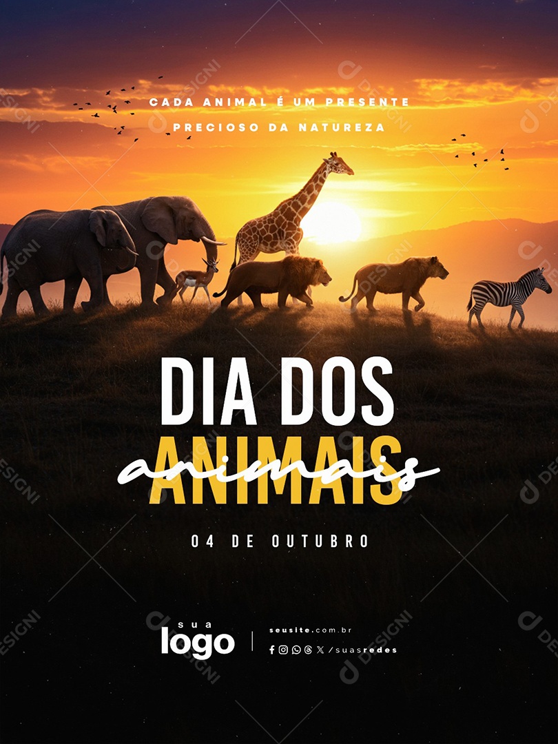 Dia dos Animais 04 de Outubro Social Media PSD Editável