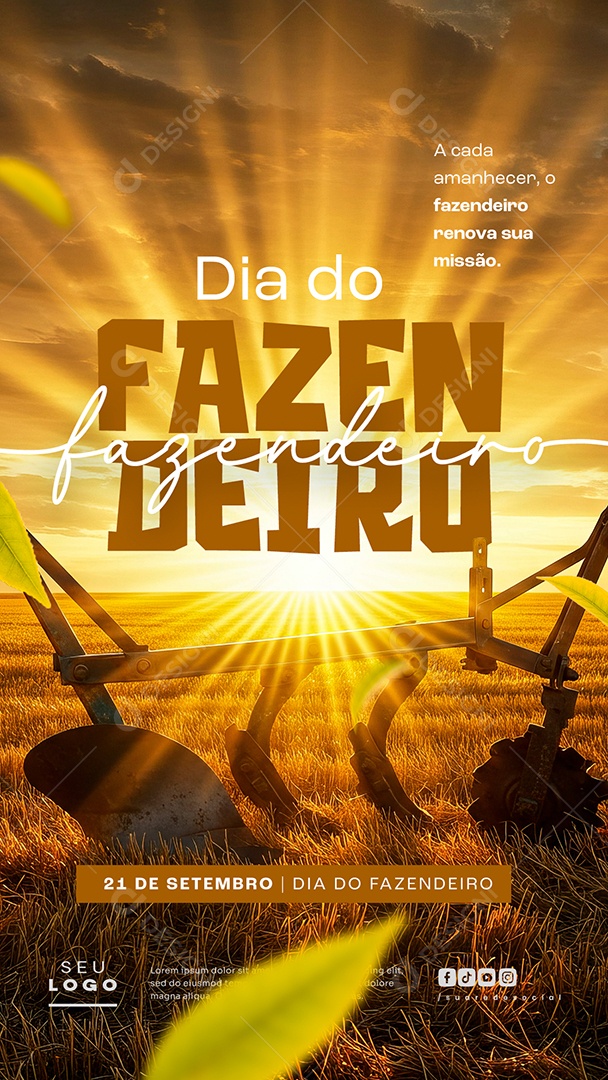 Story Dia do Fazendeiro 21 de Setembro a Cada Amanhecer Social Media PSD Editável