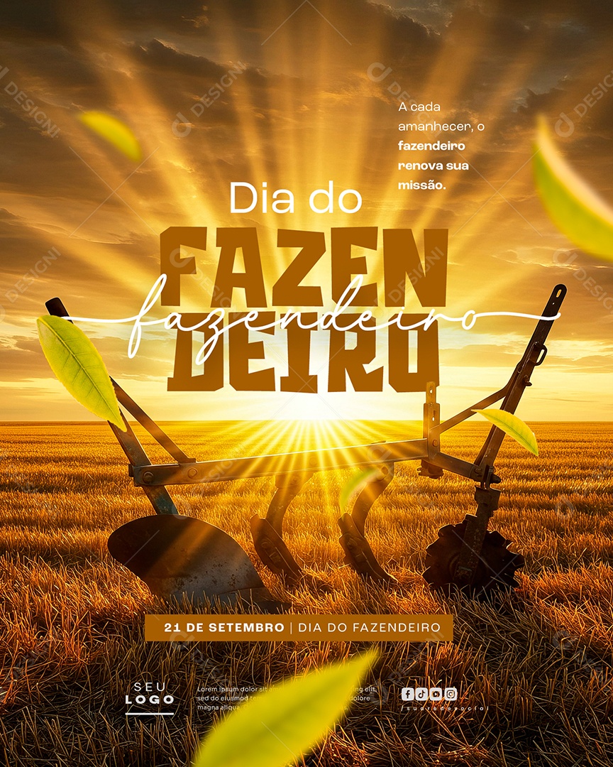 Dia do Fazendeiro 21 de Setembro a Cada Amanhecer Social Media PSD Editável