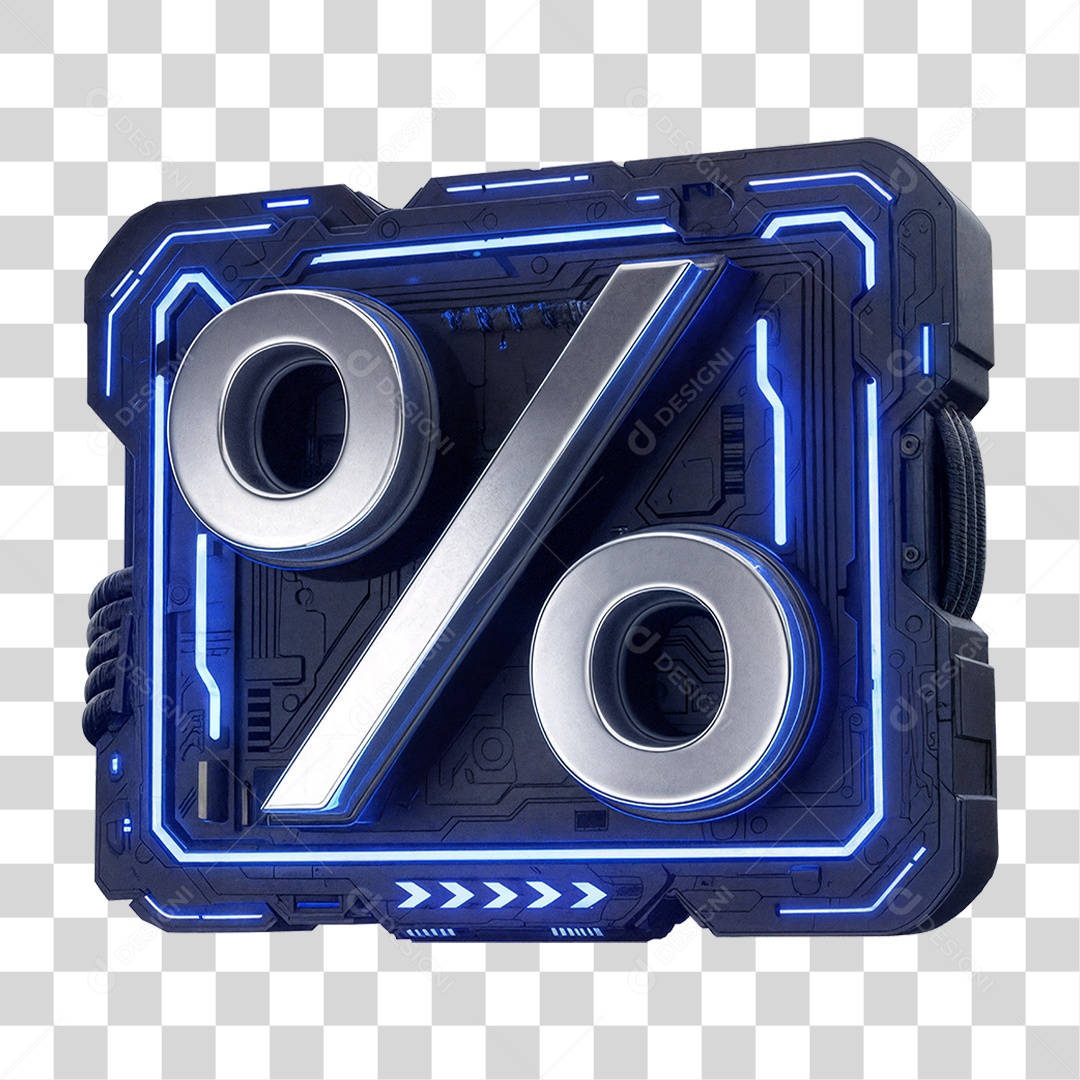 Porcentagem Neon 3D Black Friday PNG Transparente