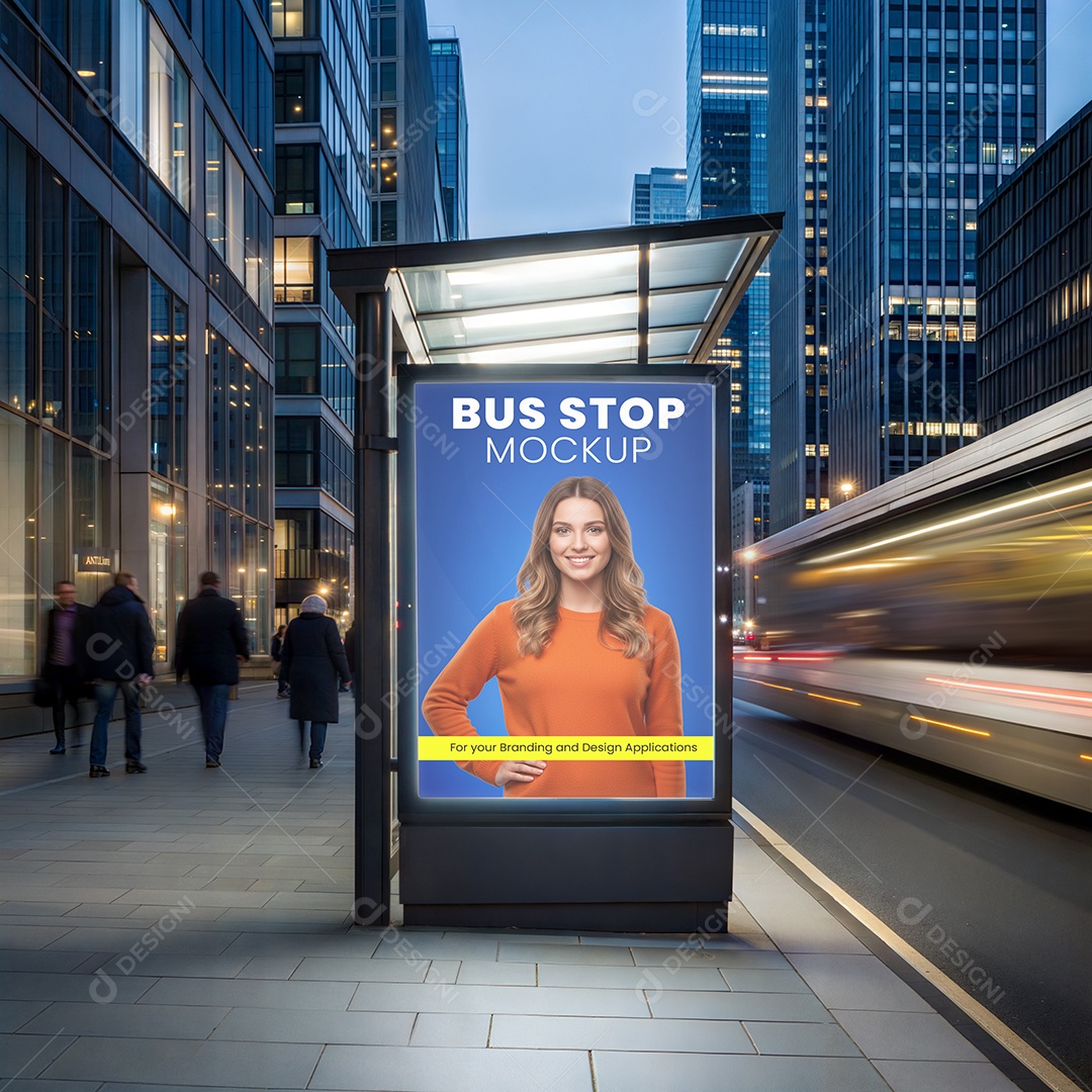 Ponto de Ônibus Com Anúncio PSD Editável Mockup