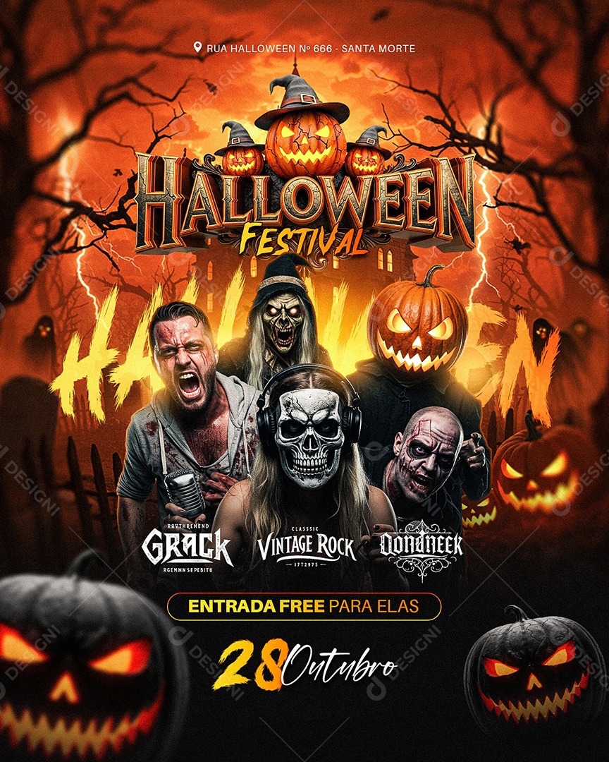 Flyer Halloween Festival Social Media Feed PSD Editável