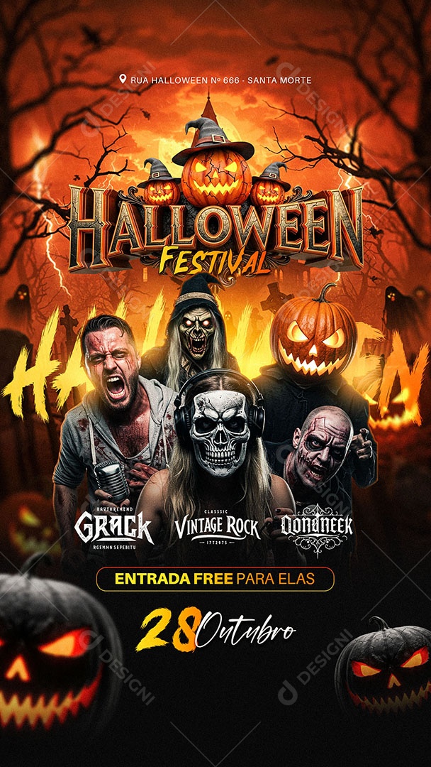 Flyer Halloween Festival Social Media Stories PSD Editável