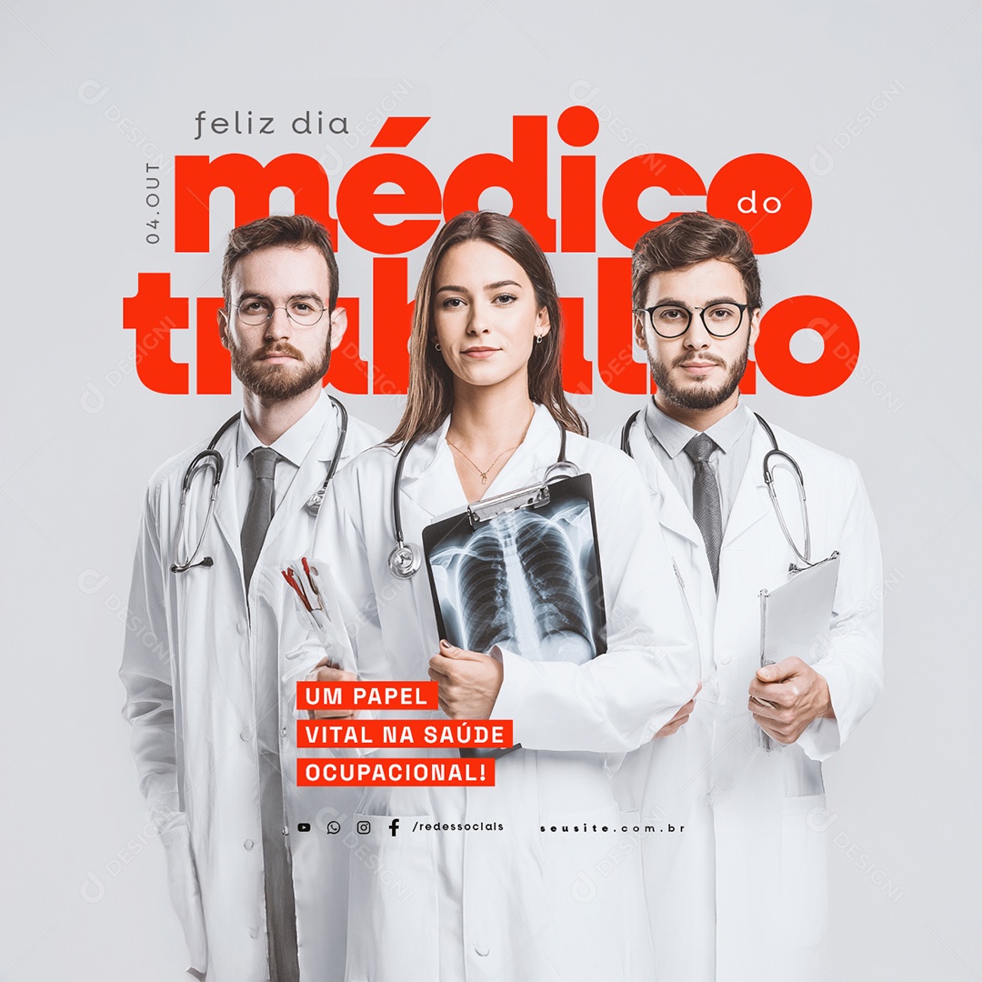 Feliz Dia do Médico do Trabalho 04 de Outubro Social Media PSD Editável
