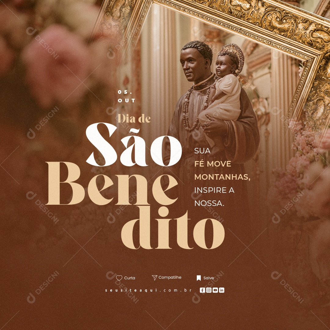 Dia de São Benedito 05 de Outubro Social Media PSD Editável
