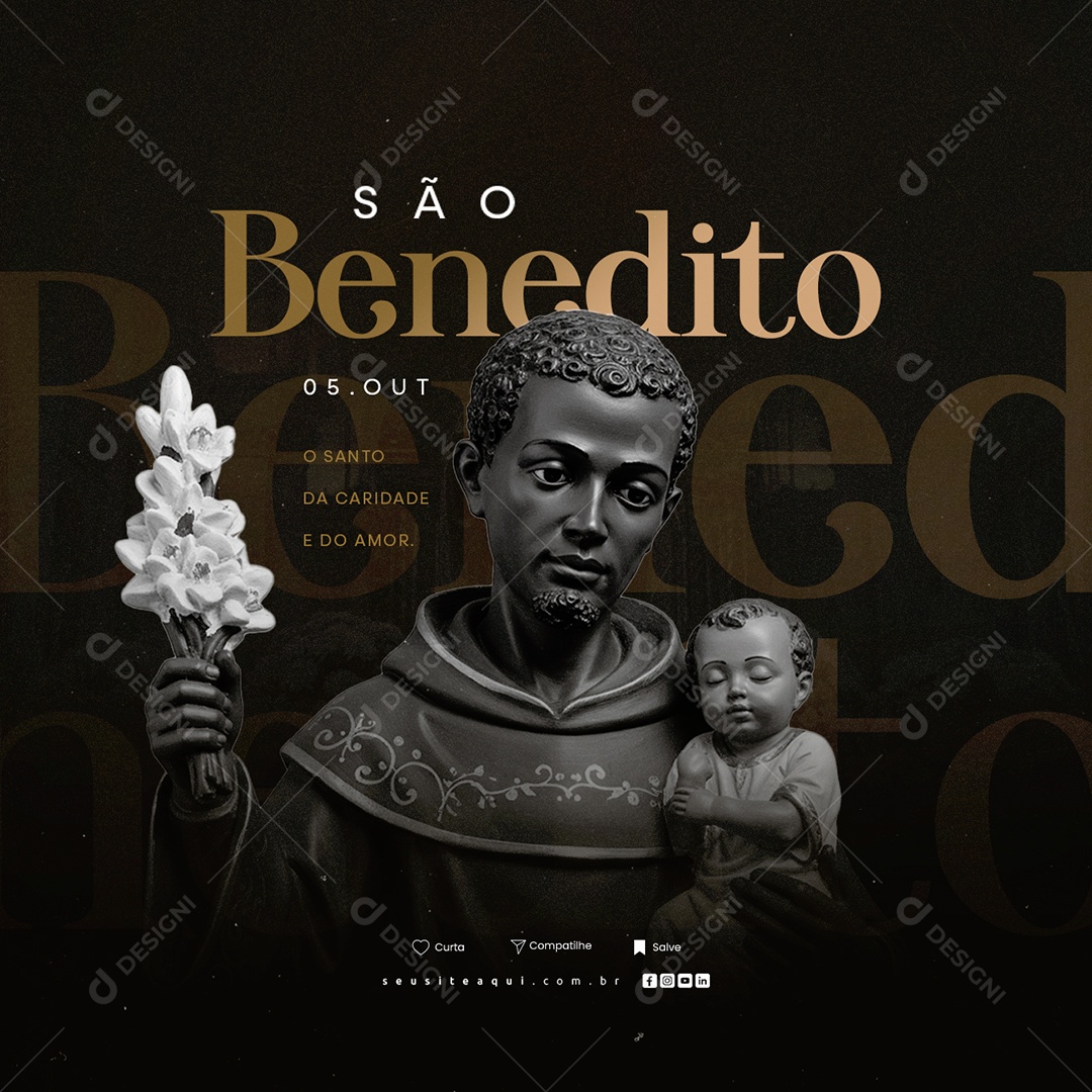 Dia de São Benedito 05 de Outubro Social Media PSD Editável