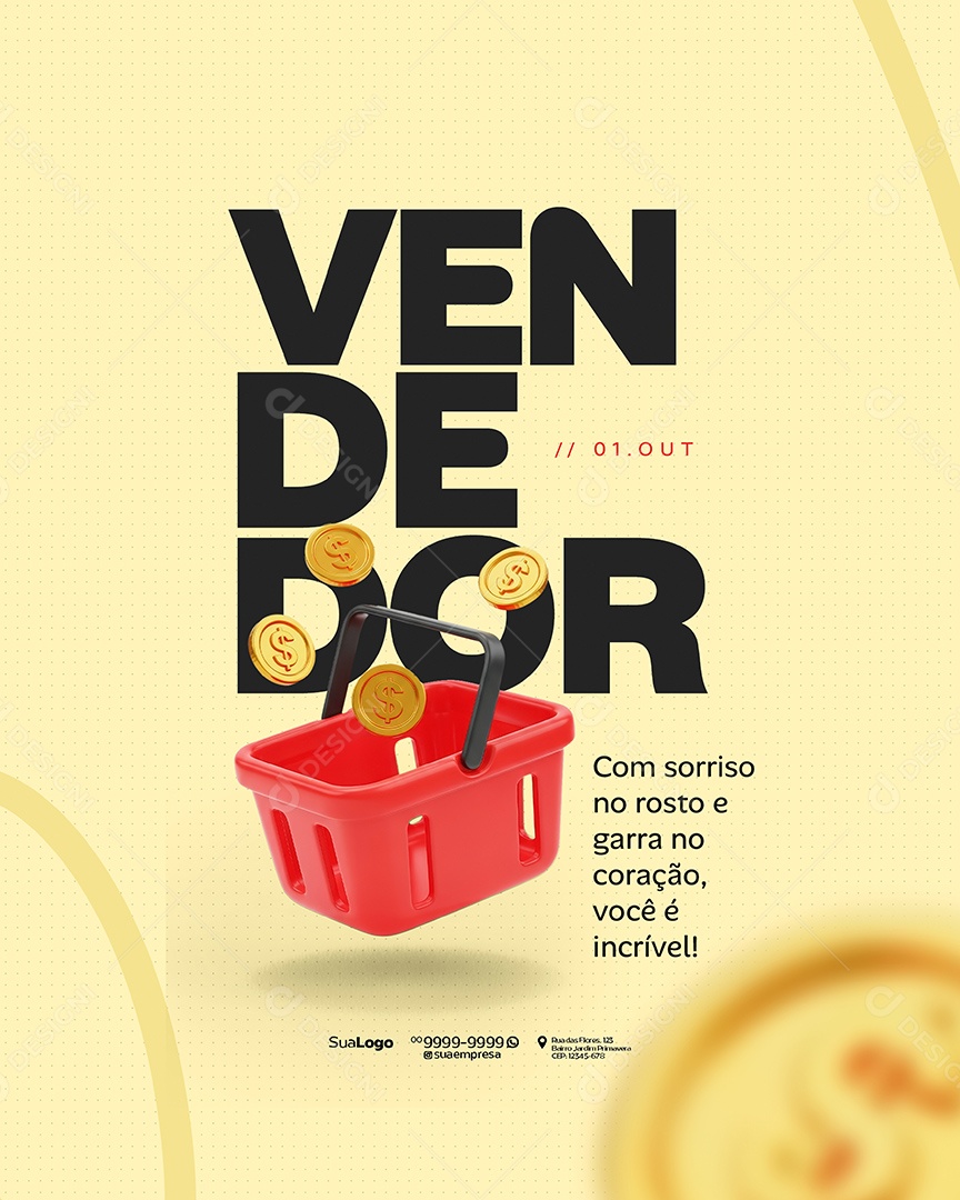 Dia Do Vendedor 01 de Outubro Social Media PSD Editável