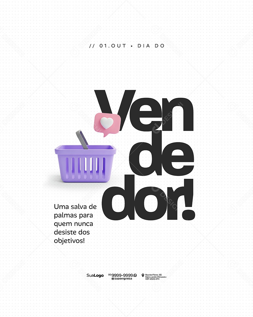Dia Do Vendedor 01 de Outubro Parabéns Social Media PSD Editável