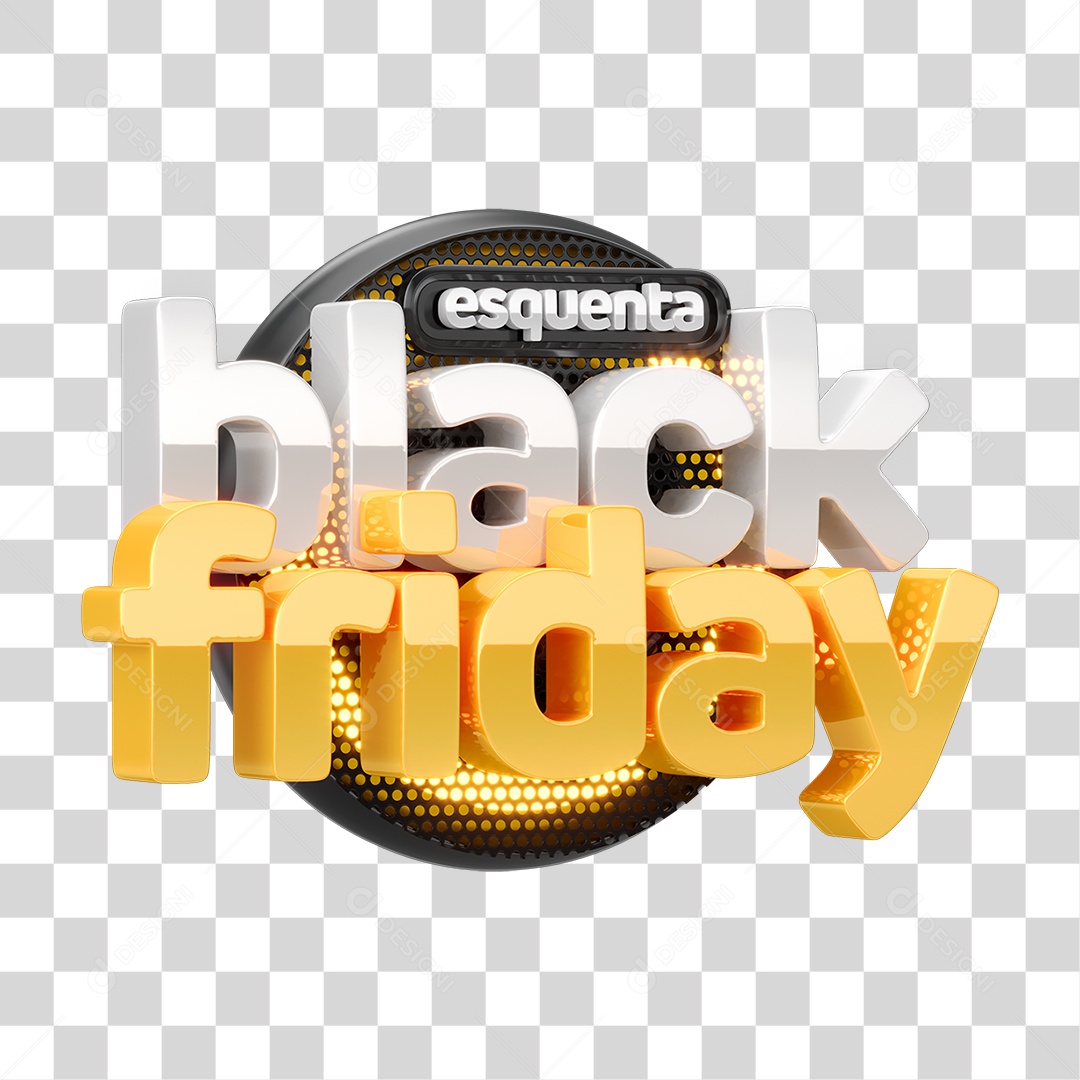 Selo 3D Esquenta Black Friday PNG Transparente