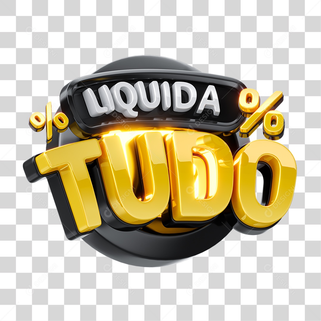 Selo 3D Liquida Tudo PNG Transparente
