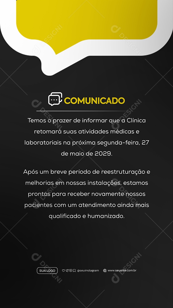 Story Comunicado Clinica Social Media PSD Editável