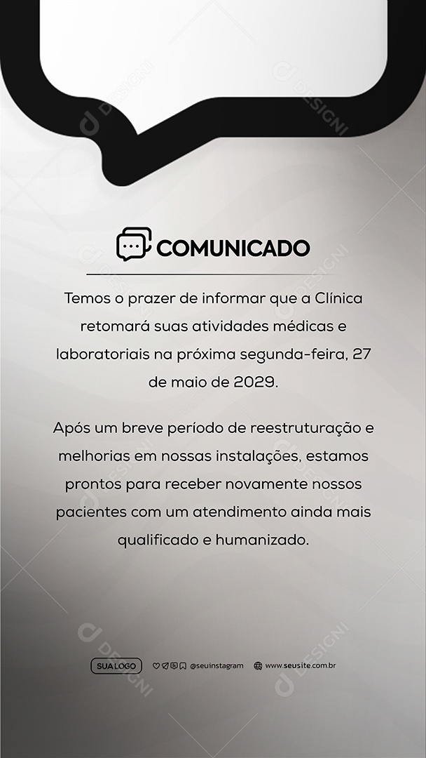 Story Comunicado Clinica Social Media PSD Editável