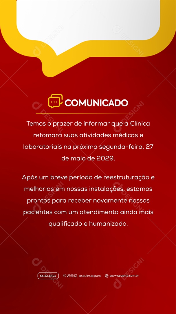 Story Comunicado Clinica Social Media PSD Editável