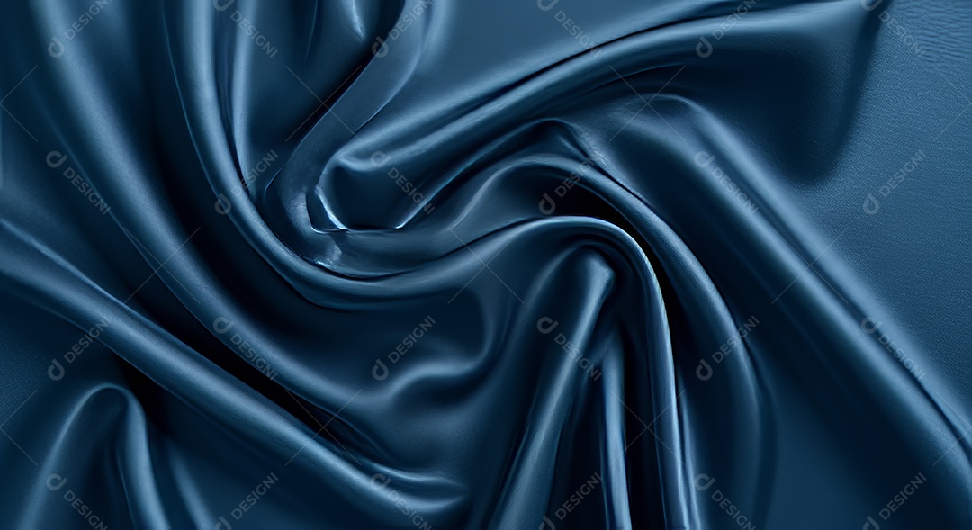 Textura de um tecido de seda azul conhecido por seu brilho suave e luxuoso.