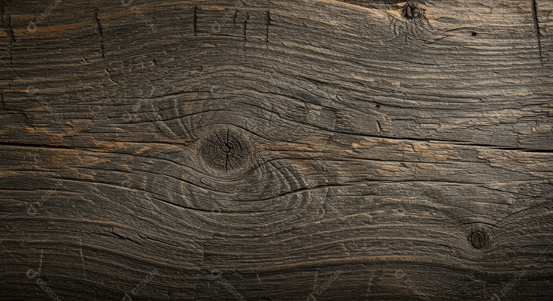 Textura de uma tábua de madeira escura e envelhecida.