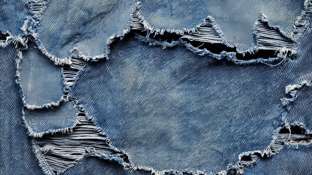 Textura e um tecido de jeans rasgado e desgastado.