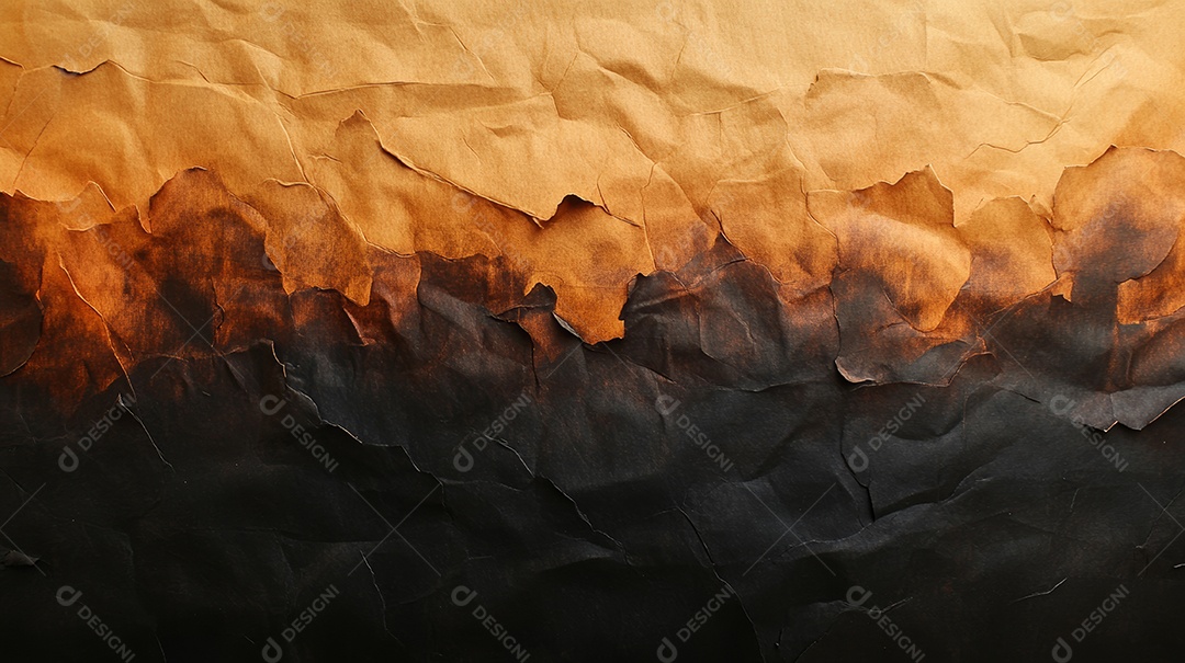 Textura de papel queimado e amassado.