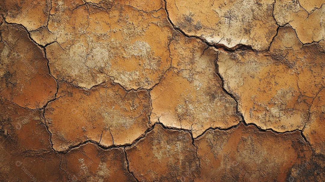 Textura de um solo rachado que é uma característica comum de áreas que sofreram seca intensa.