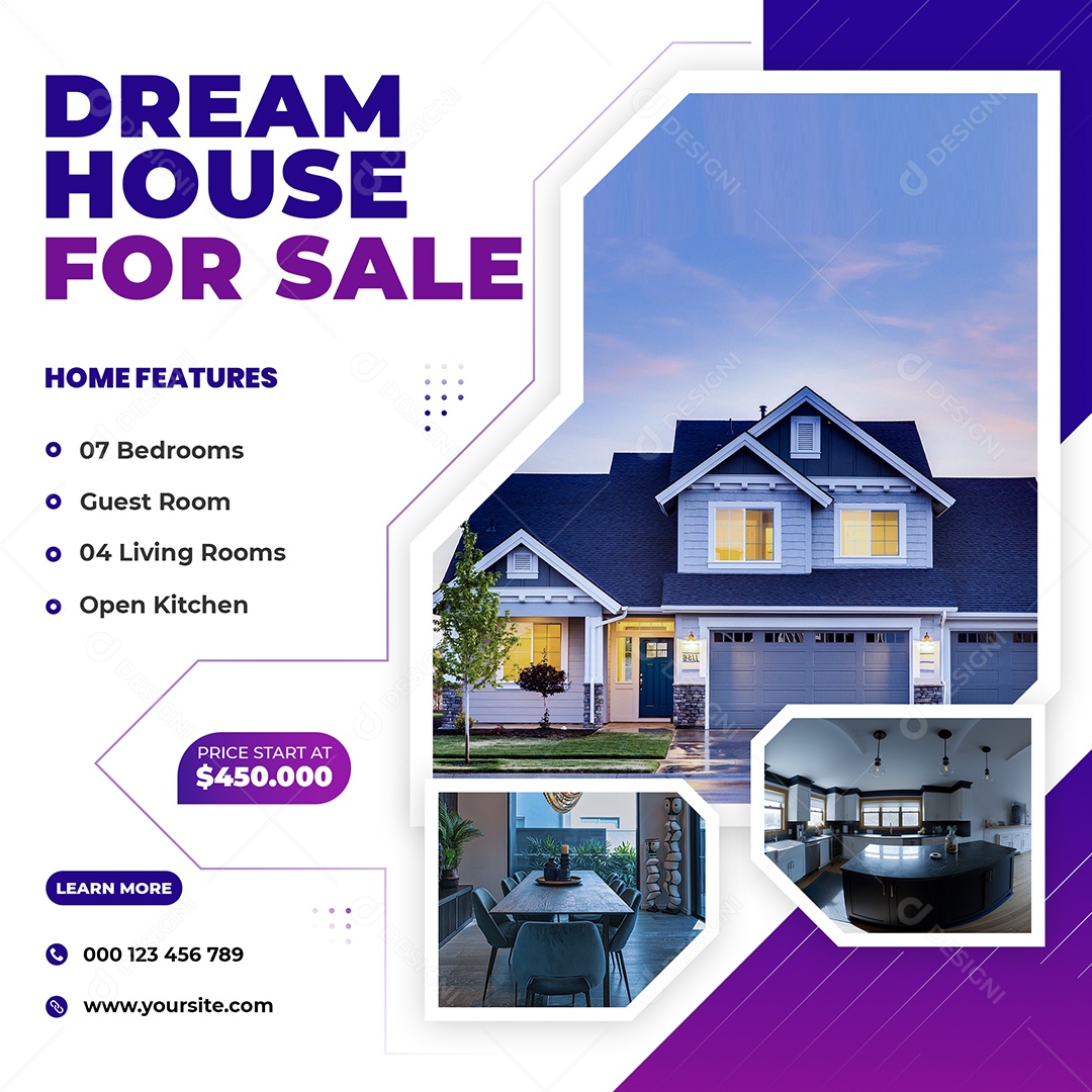 Imobiliária Casa dos Sonhos a Venda Social Media PSD Editável