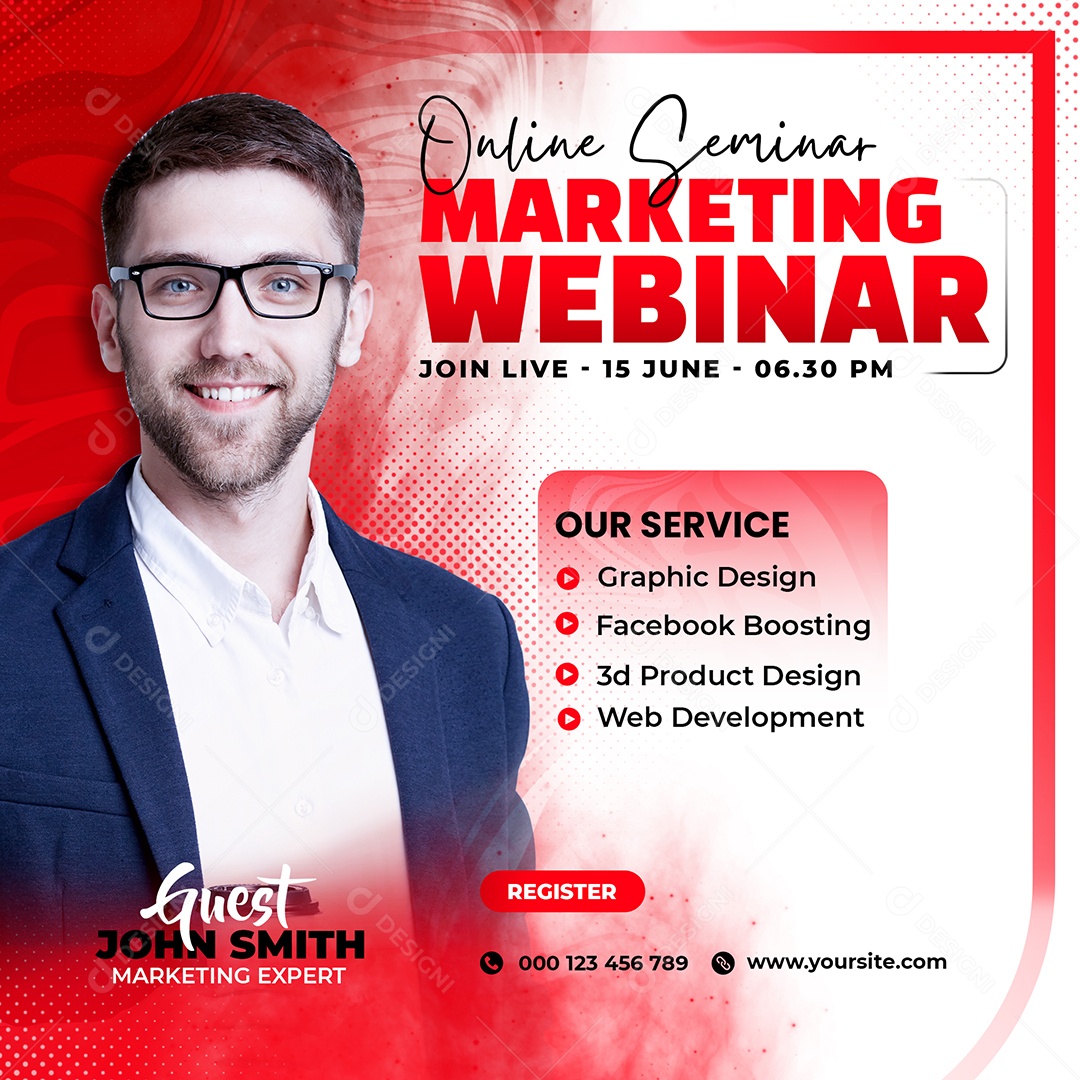 Agência de Marketing Seminário Online Marketing Webinar Social Media PSD Editável