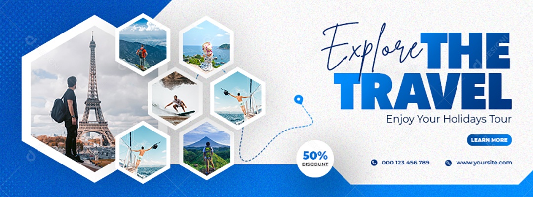 Banner Agência de Viagem Aproveite Suas Férias Social Media PSD Editável